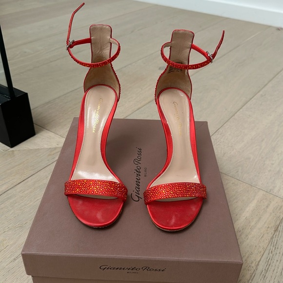 Gianvito Rossi Glam Raso crystal embellished satin sandals - Picture 3 of 8